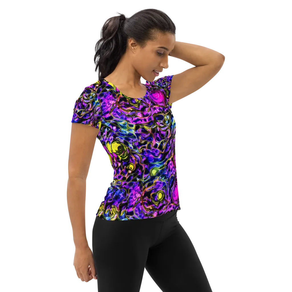Midnight Fluorescence on Women's Athletic T-Shirt — Right