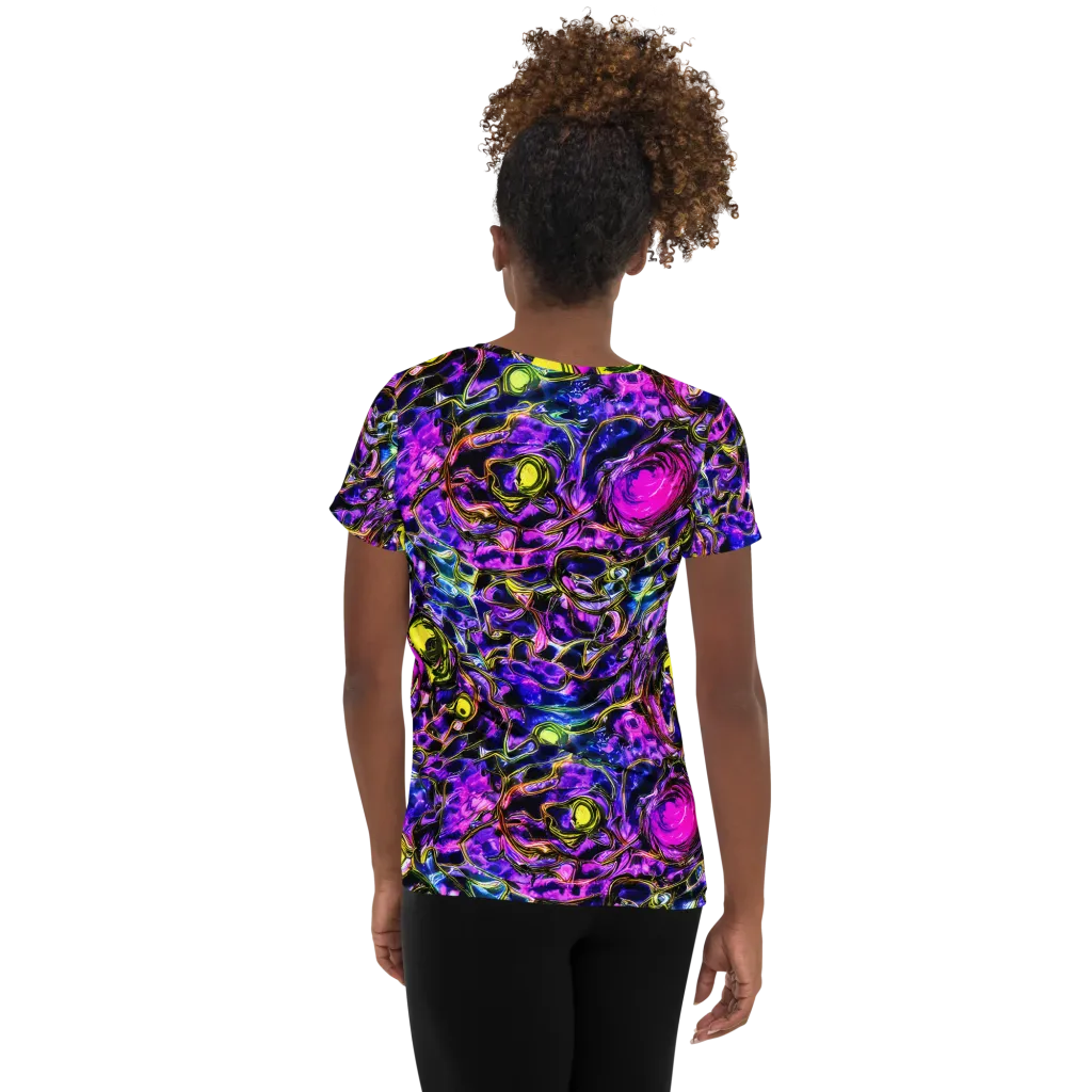 Midnight Fluorescence on Women's Athletic T-Shirt — Back