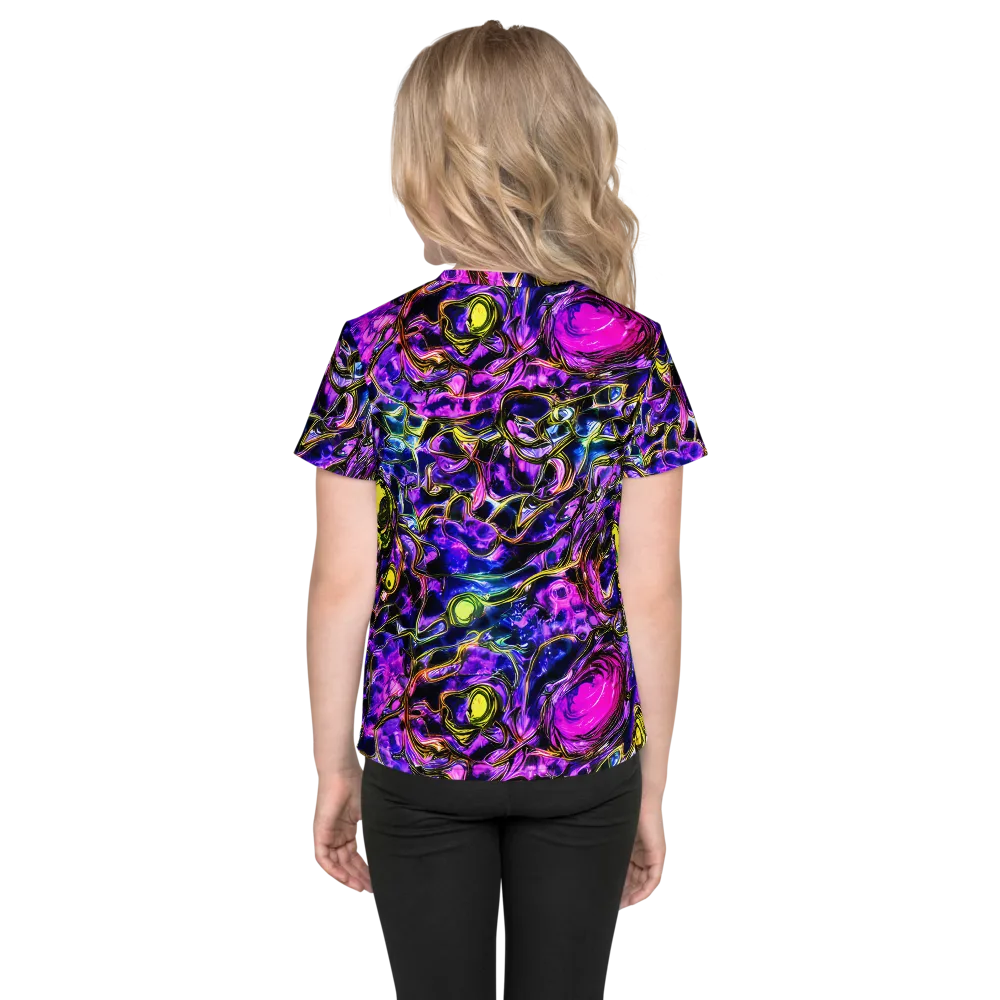 Midnight Fluorescence on Kids Crew Neck T-Shirt — Back