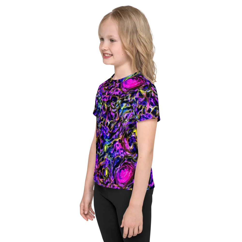 Midnight Fluorescence on Kids Crew Neck T-Shirt — Left