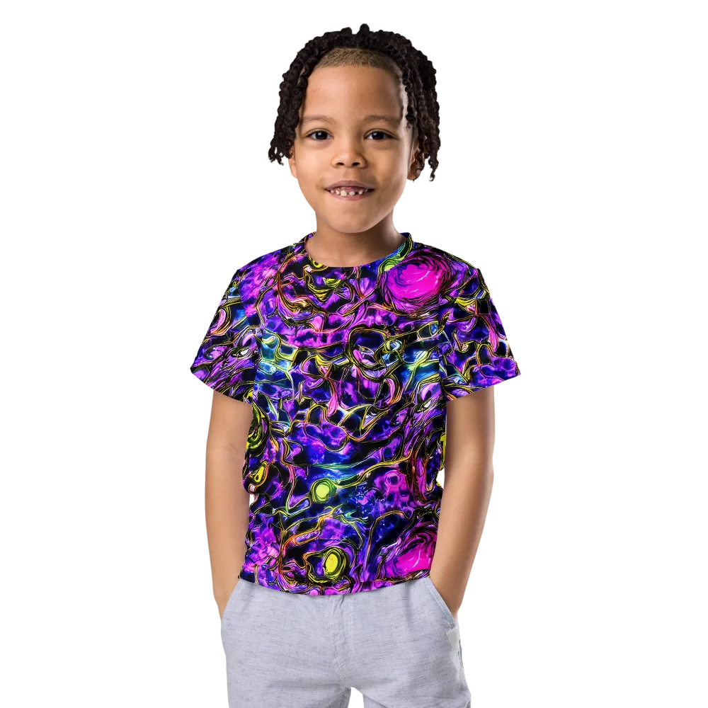 Midnight Fluorescence on Kids Crew Neck T-Shirt — Front