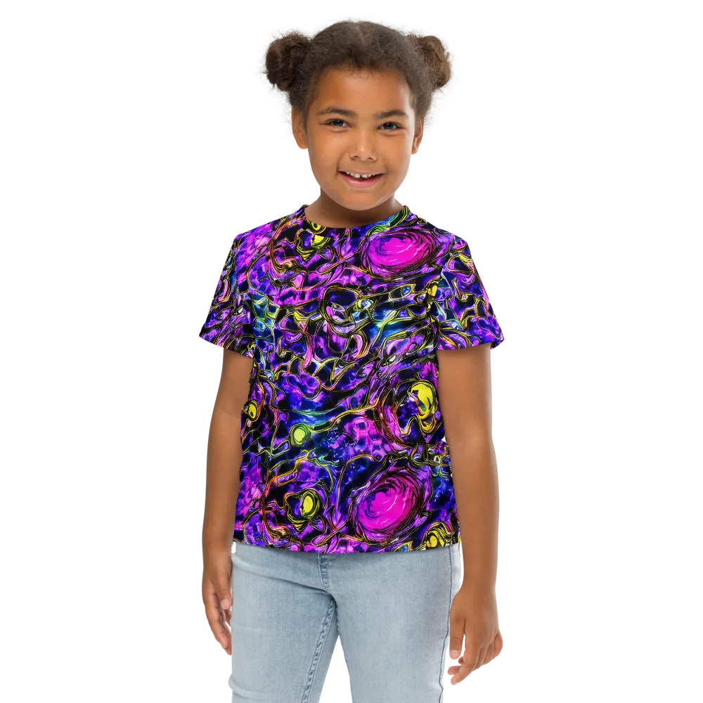 Midnight Fluorescence on Kids Crew Neck T-Shirt — Front