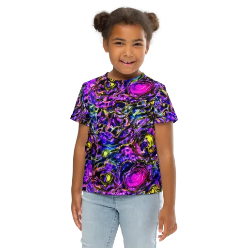 Midnight Fluorescence on a Kids Crew Neck T-Shirt