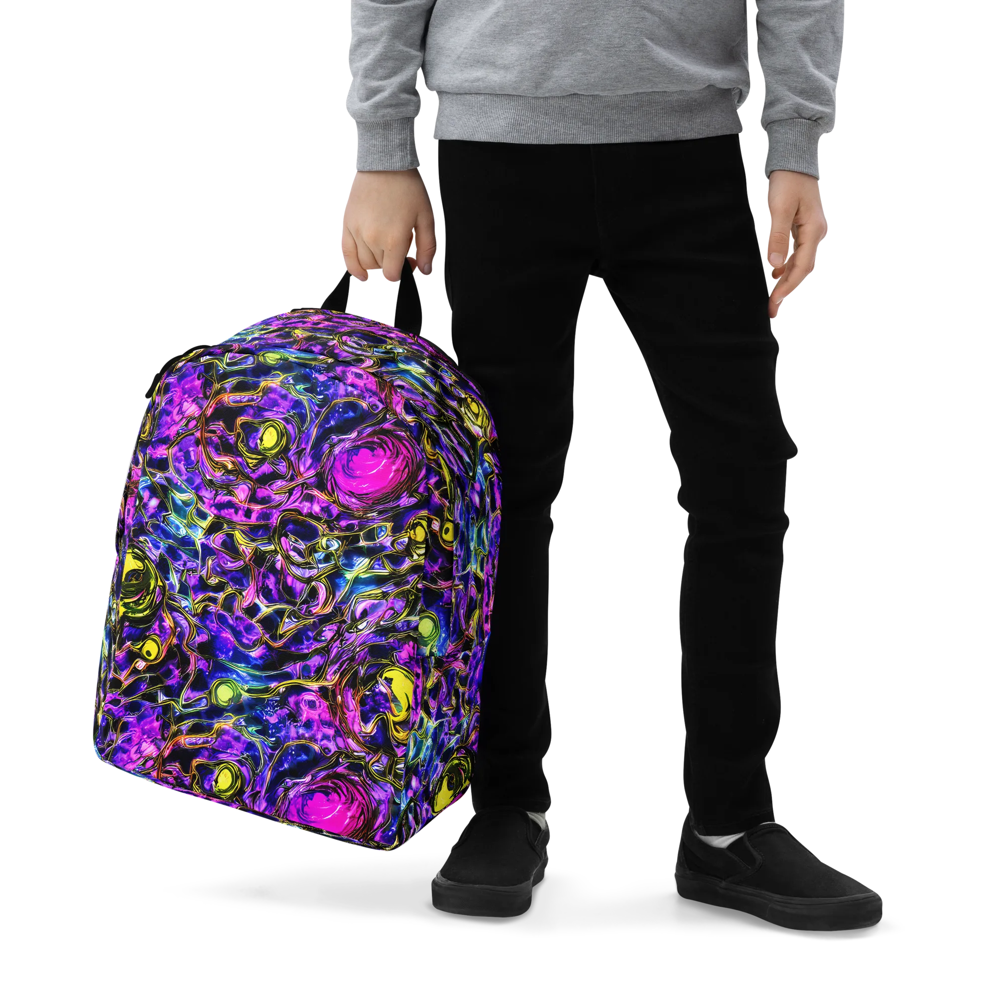 Midnight Fluorescence on Minimalist Backpack — Zoomed-in