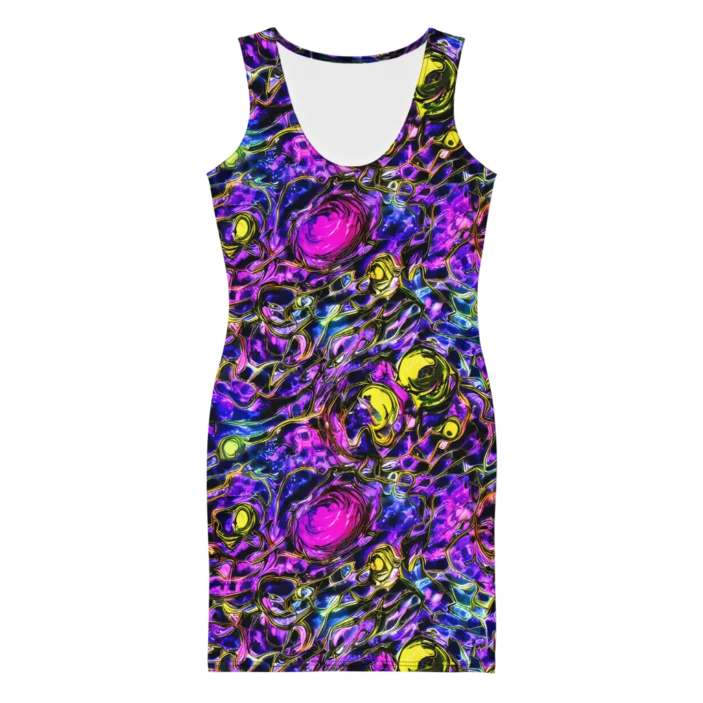 Midnight Fluorescence on Bodycon Dress — Front