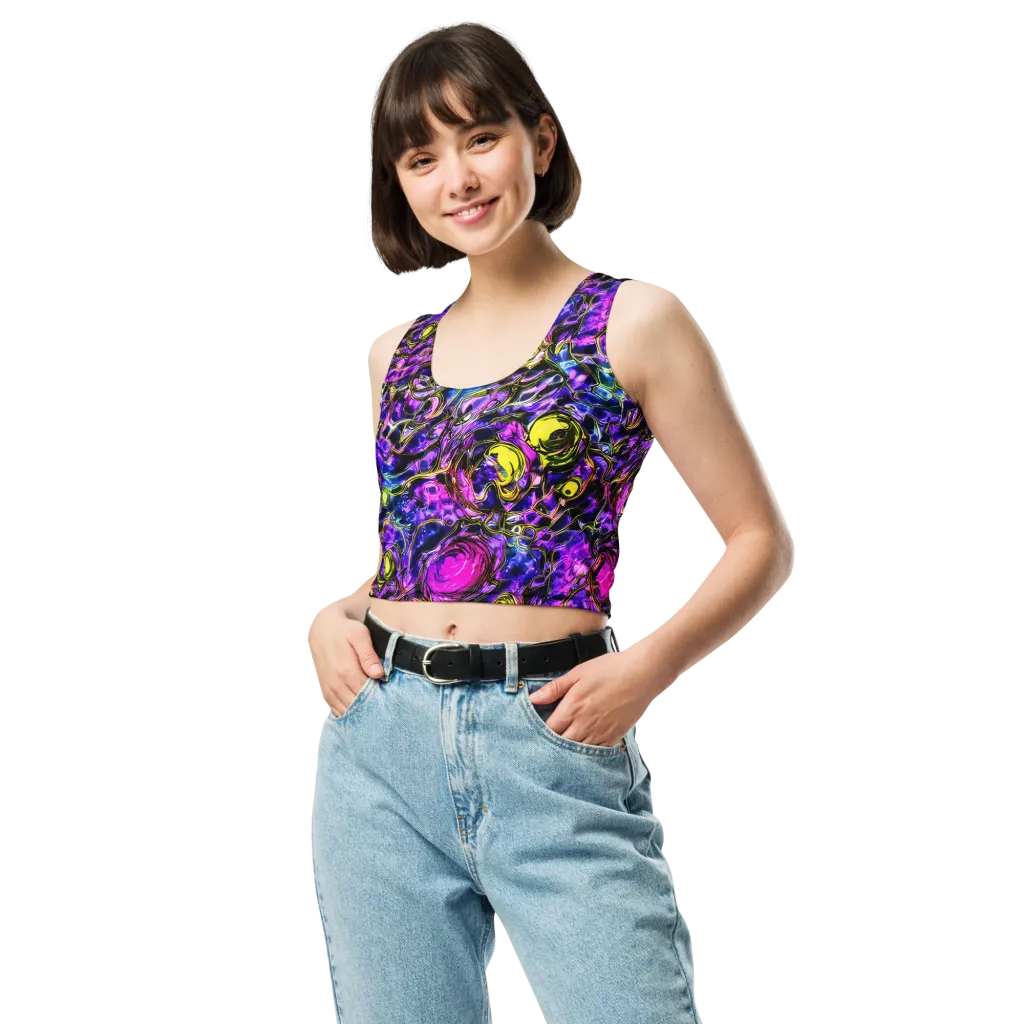 Midnight Fluorescence on Crop Top — Front