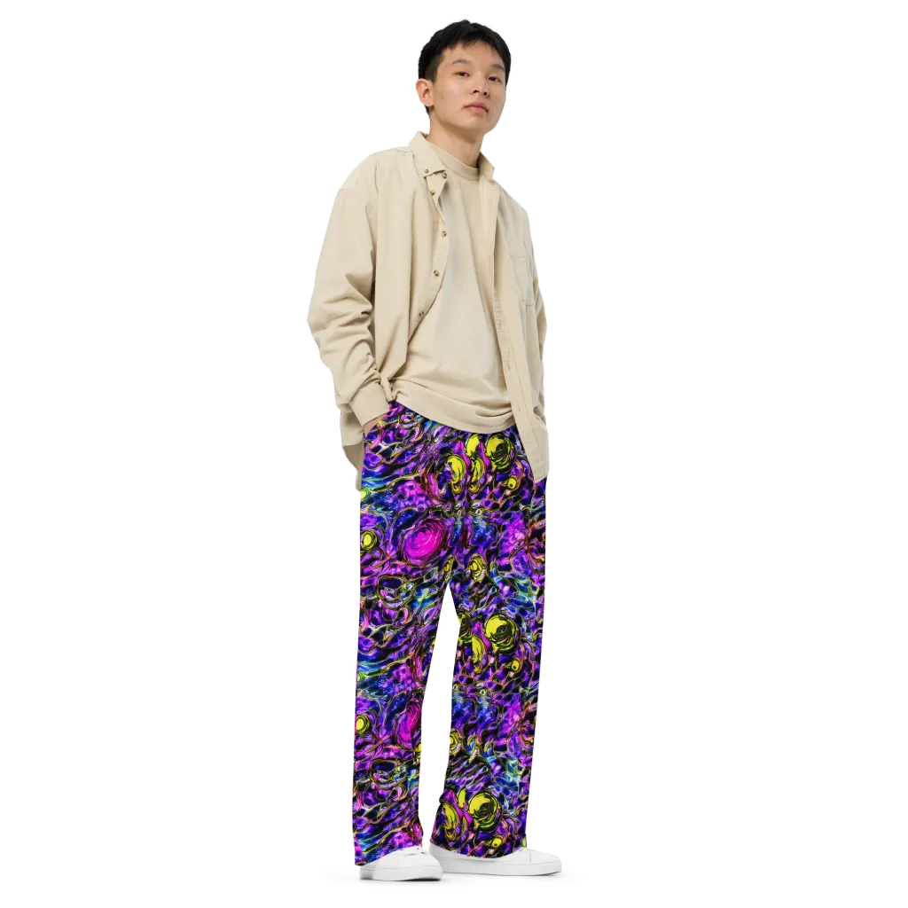 Midnight Fluorescence on Wide-Leg Pants — Right Front