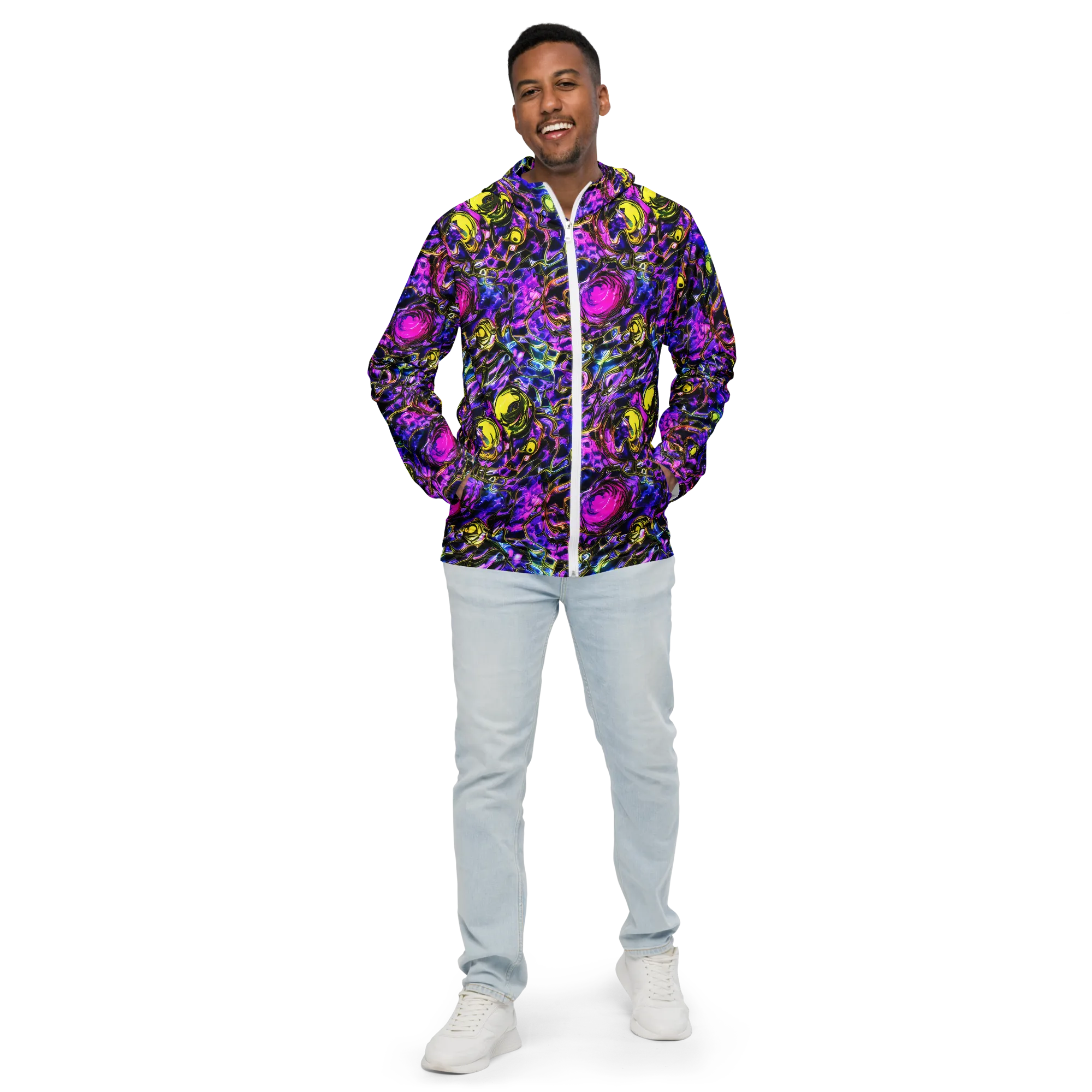 Midnight Fluorescence on Men's Windbreaker — Front