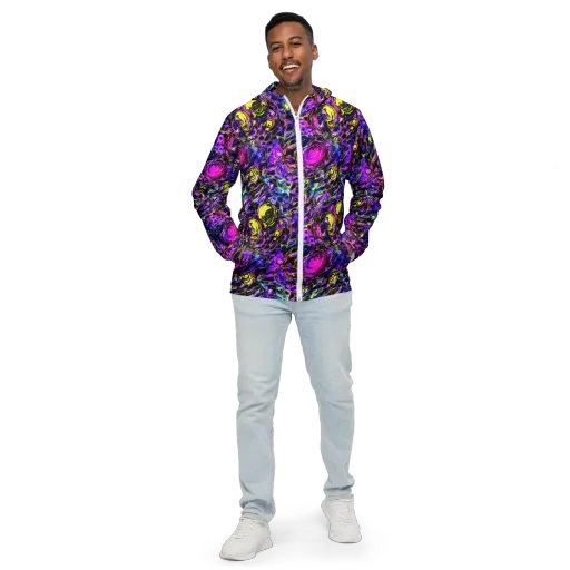 Midnight Fluorescence on a Men's Windbreaker
