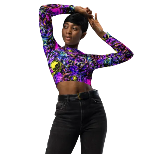 Midnight Fluorescence on a Long Sleeve Crop Top