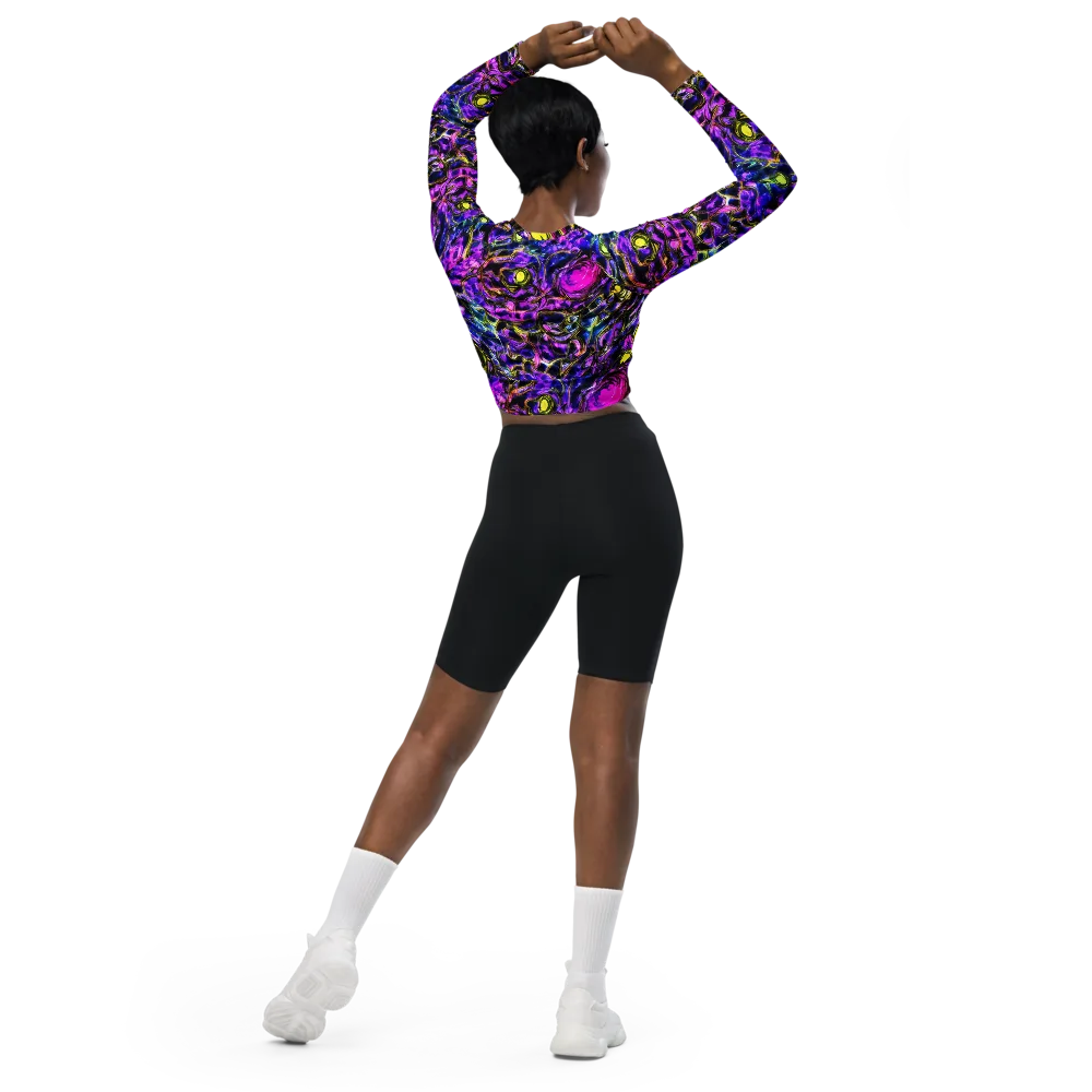 Midnight Fluorescence on Long Sleeve Crop Top — Back