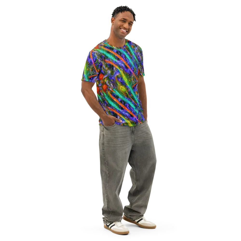 Turbulent Prism on Men's Cotton Crew Neck T-Shirt — Right Front