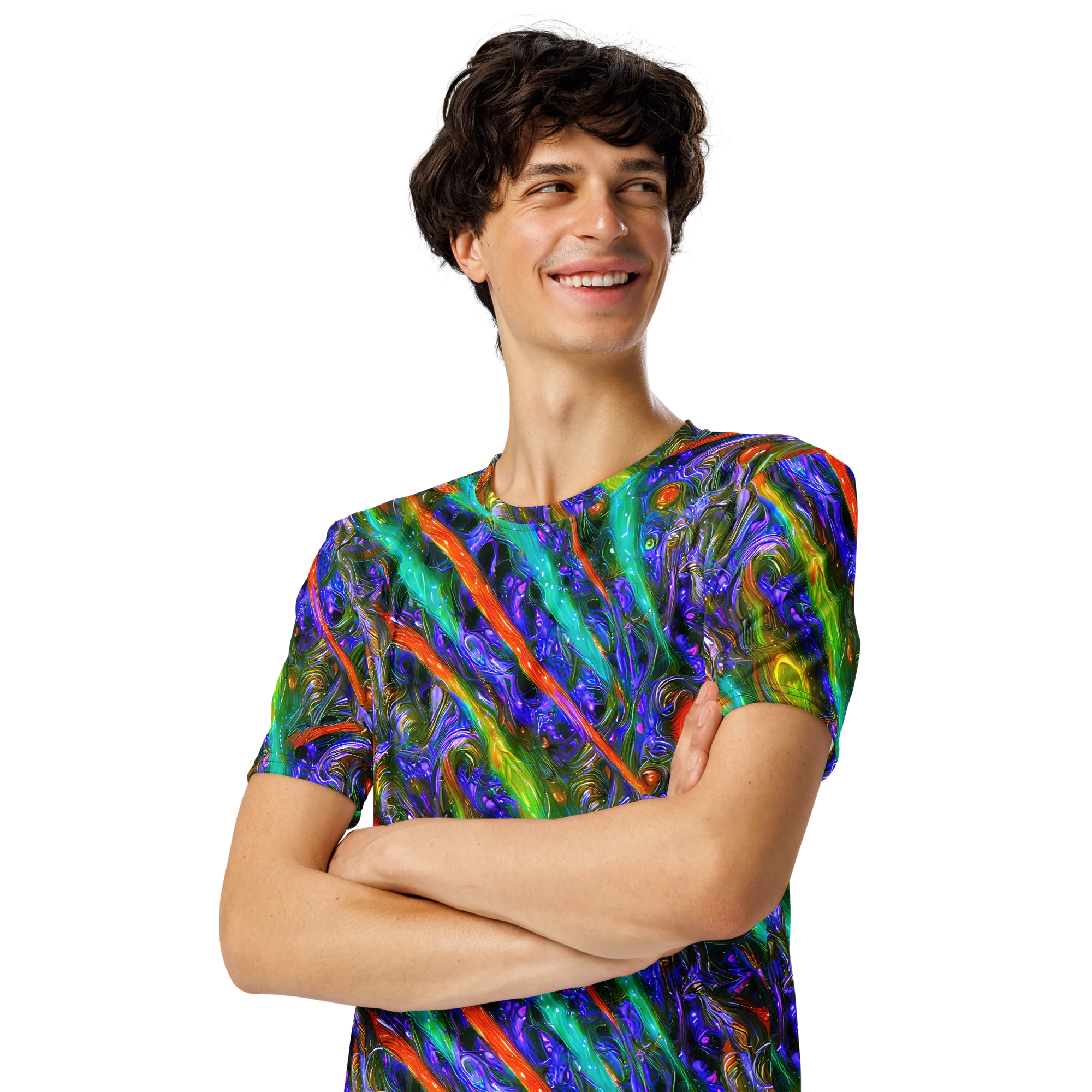 Turbulent Prism on Men's Crew Neck T-Shirt — Left Front