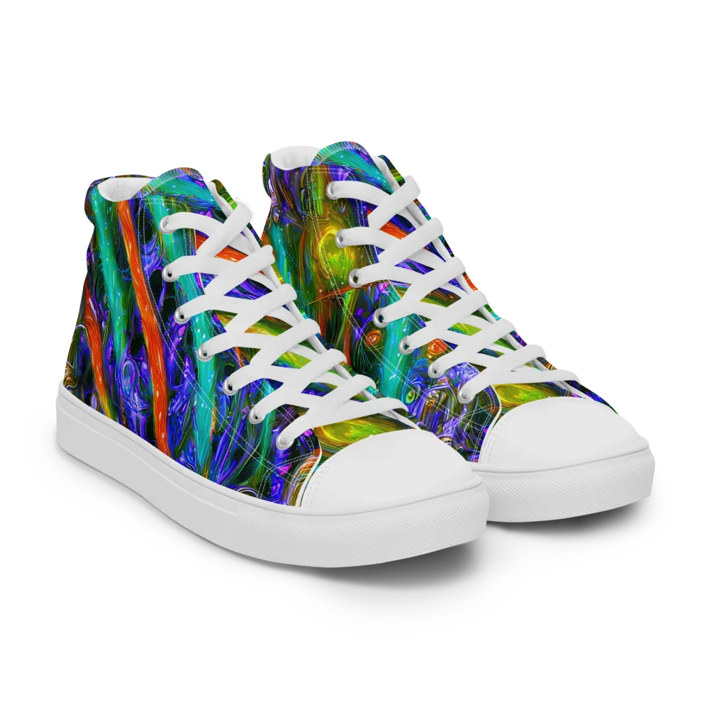 Turbulent Prism on Men's High Top Canvas Shoes — Right Front