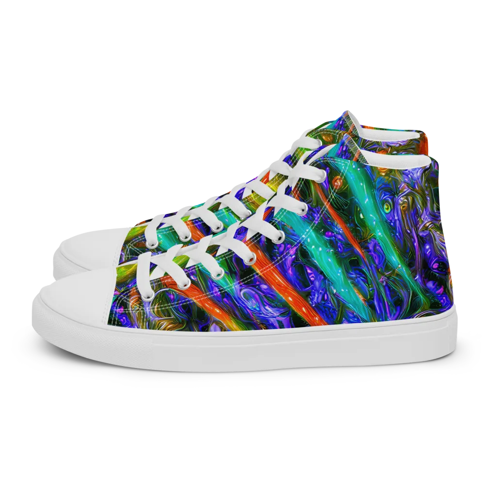 Turbulent Prism on Men's High Top Canvas Shoes — Left