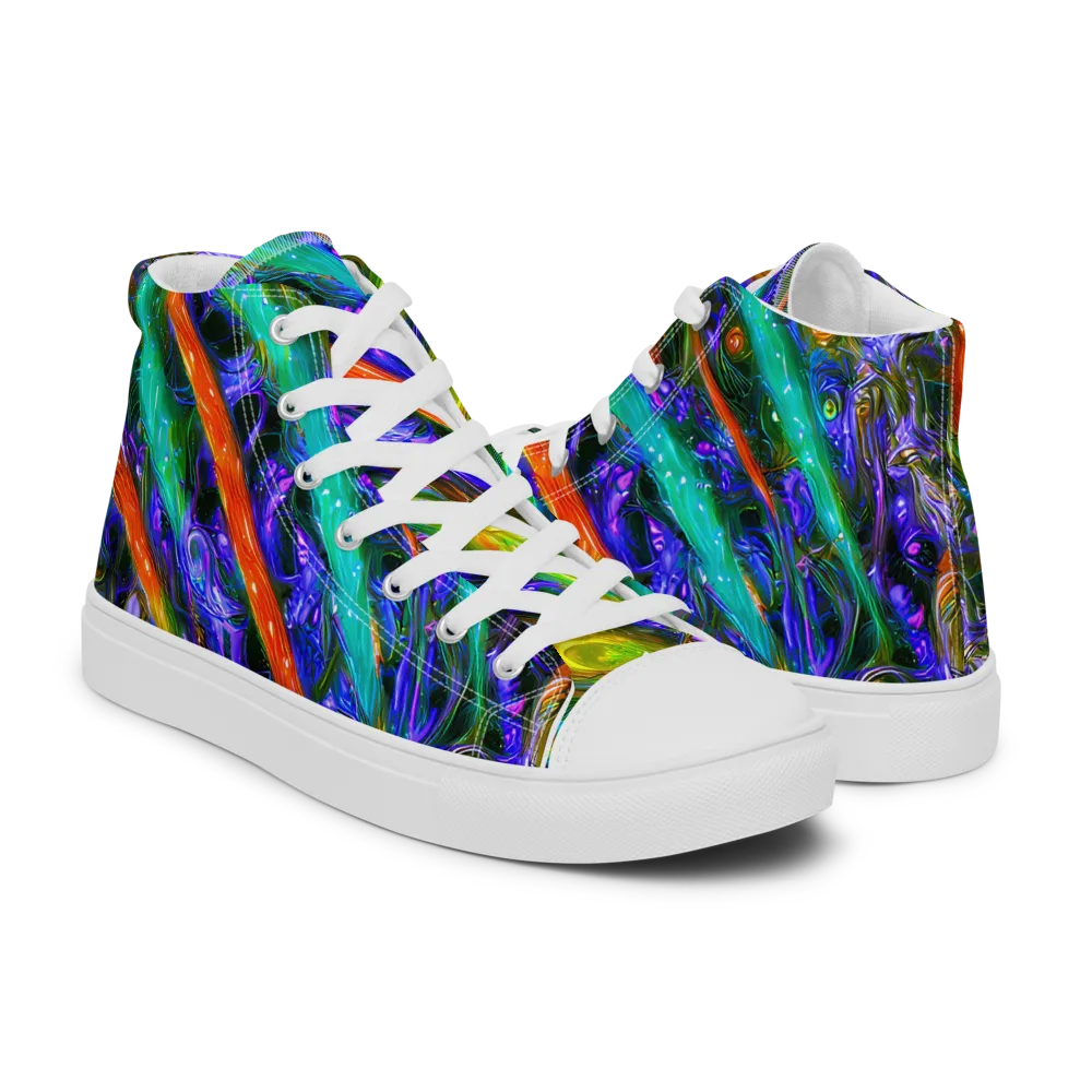 Turbulent Prism on Men's High Top Canvas Shoes — Right