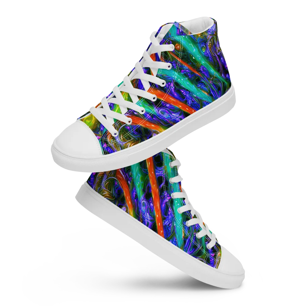 Turbulent Prism on Men's High Top Canvas Shoes — Front