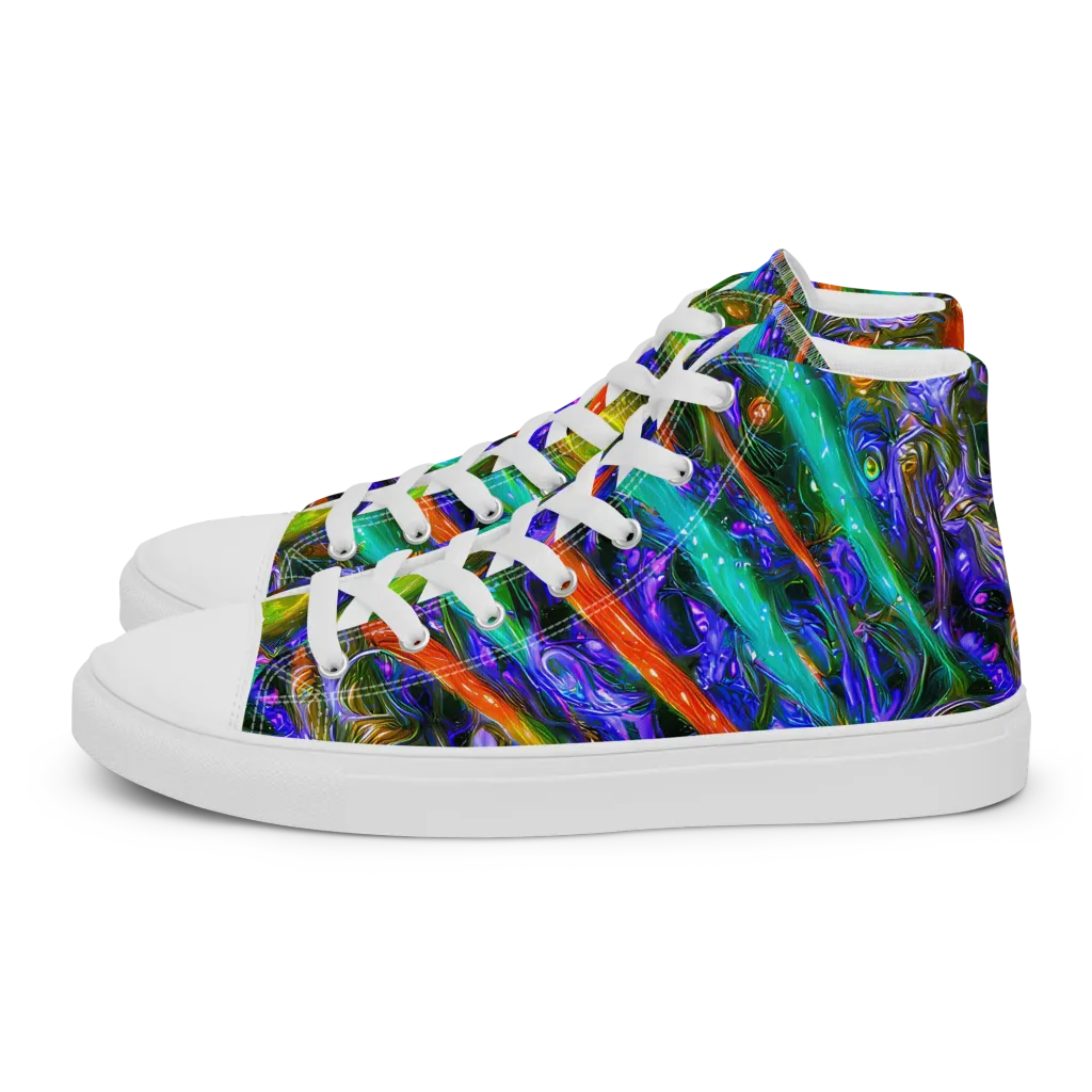 Turbulent Prism on Women's High Top Canvas Shoes — Left