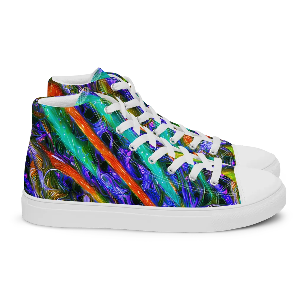 Turbulent Prism on Women's High Top Canvas Shoes — Right