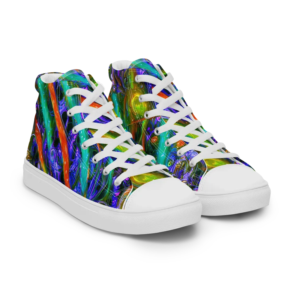 Turbulent Prism on Women's High Top Canvas Shoes — Right Front