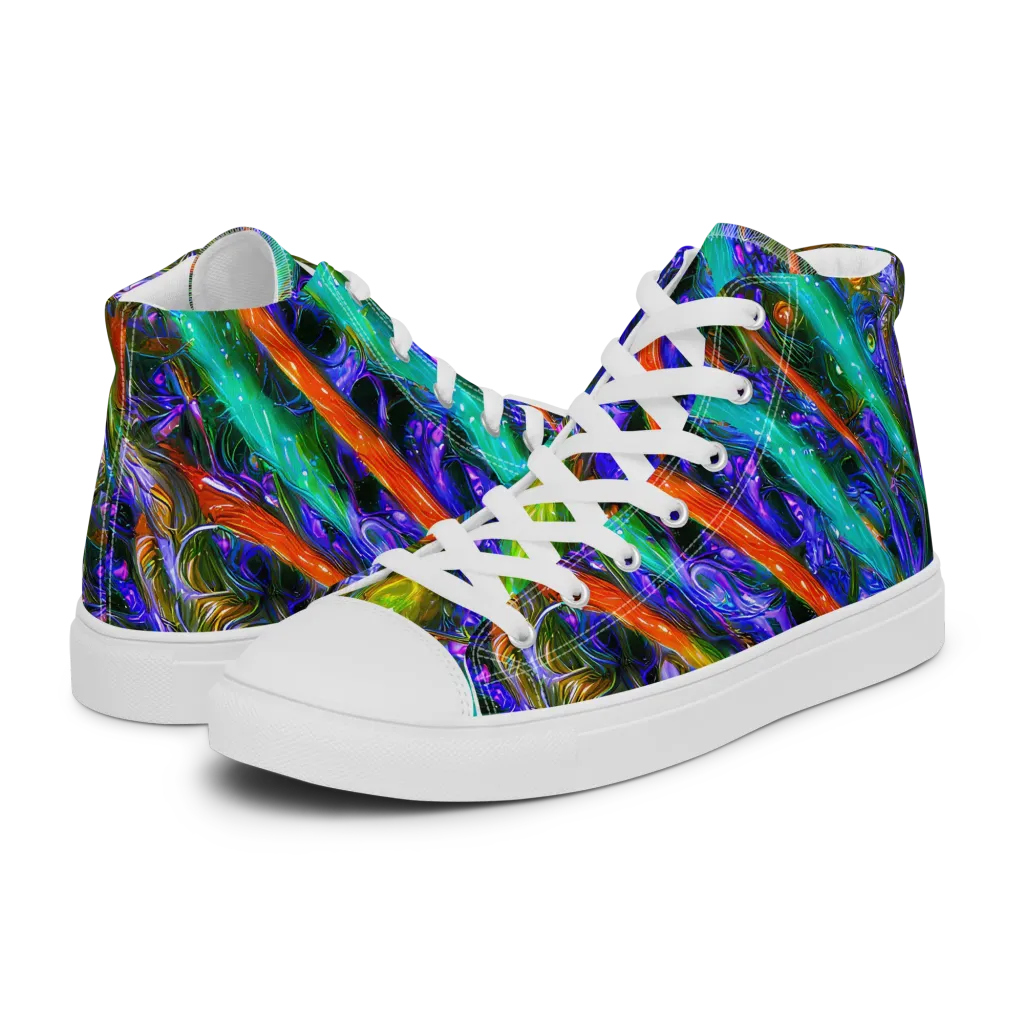 Turbulent Prism on Women's High Top Canvas Shoes — Left