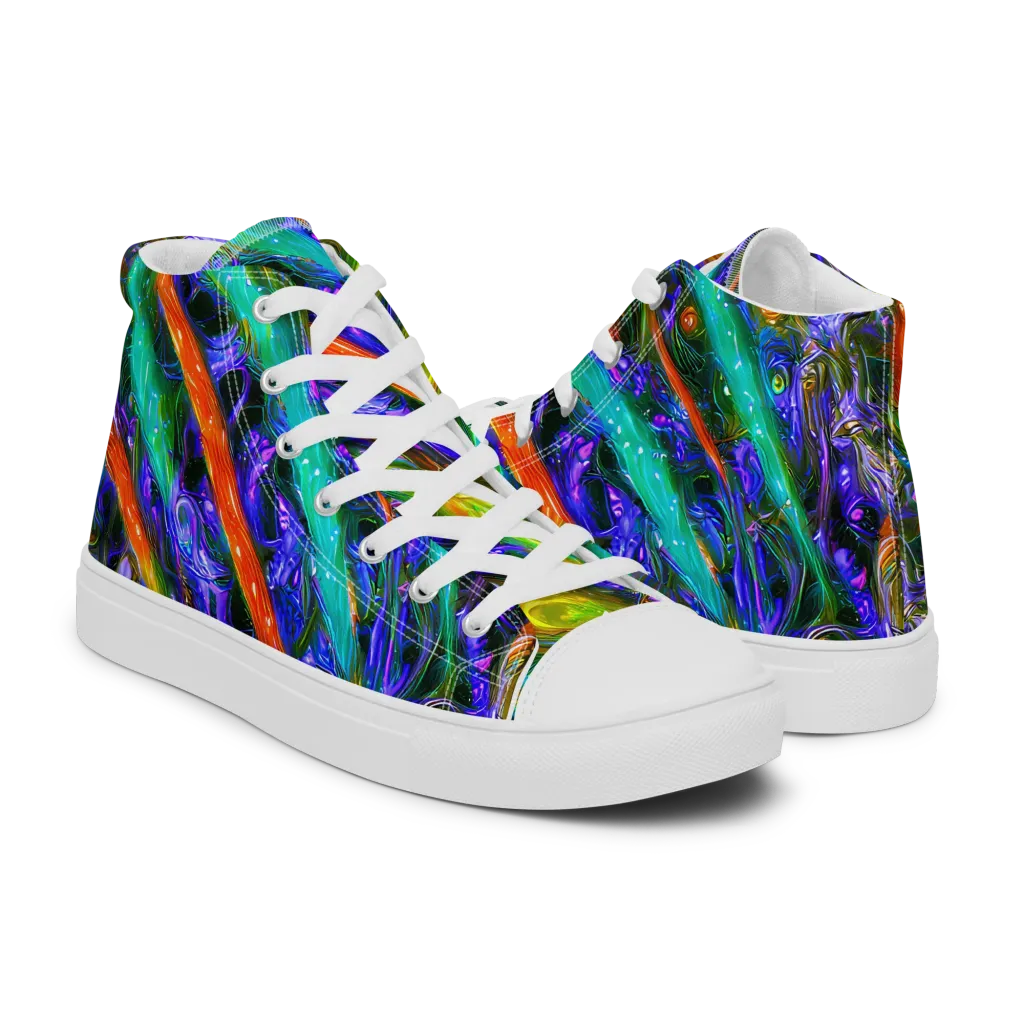 Turbulent Prism on Women's High Top Canvas Shoes — Right