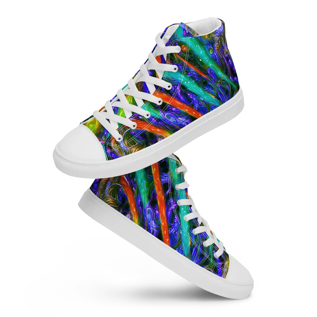 Turbulent Prism on Women's High Top Canvas Shoes — Front