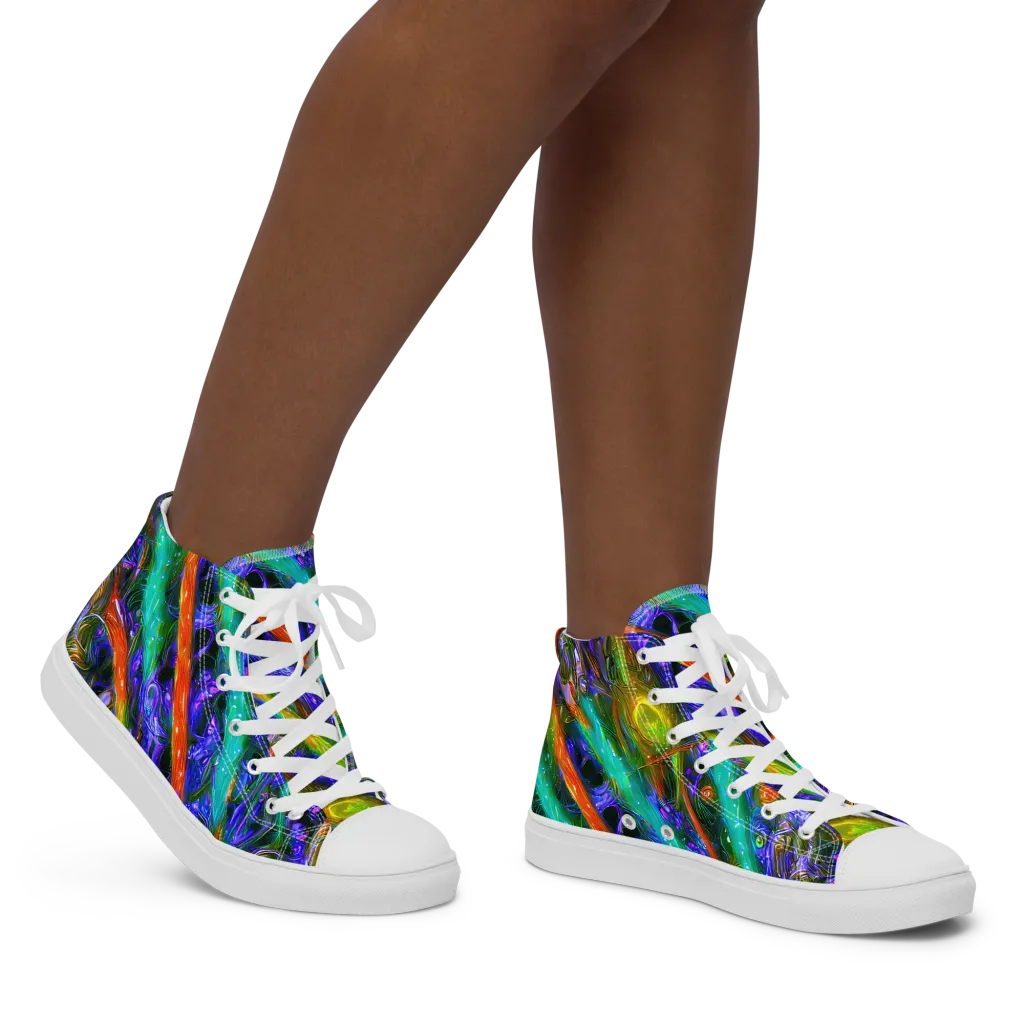 Turbulent Prism on Women's High Top Canvas Shoes — Right