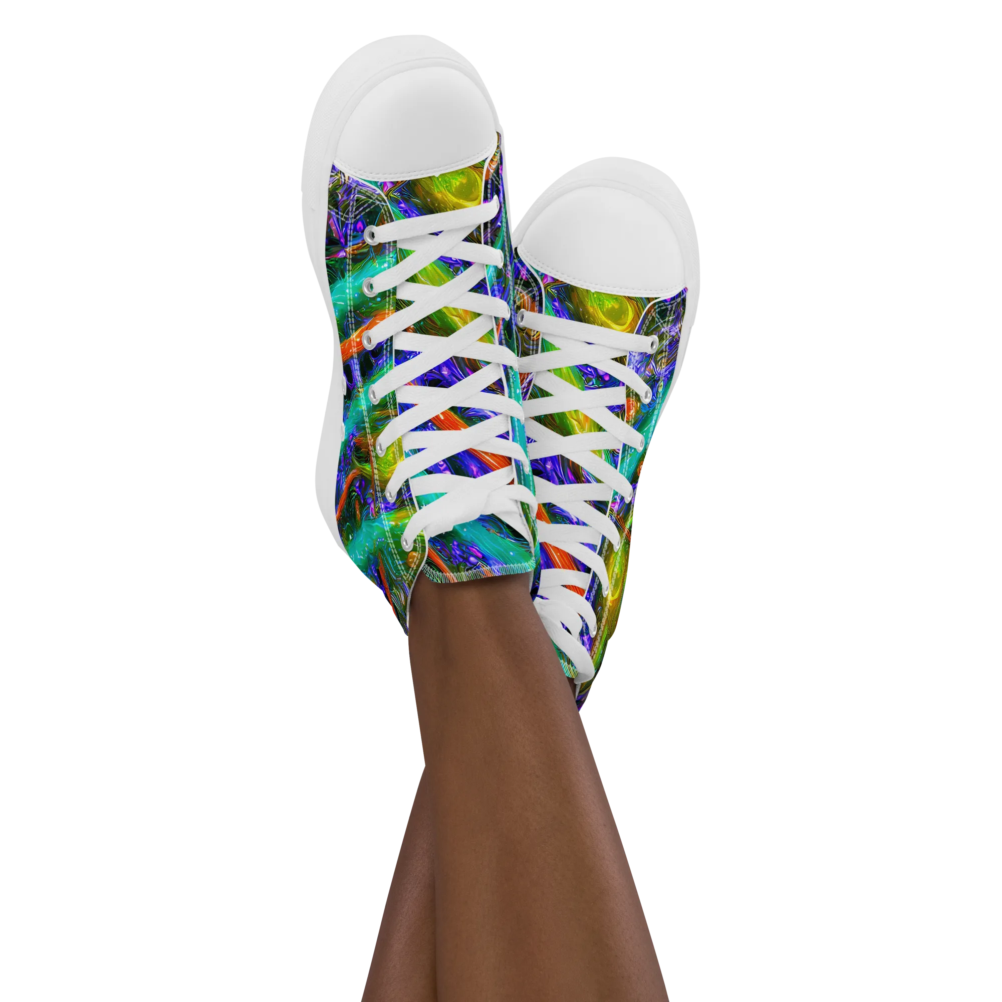 Turbulent Prism on Women's High Top Canvas Shoes — Front