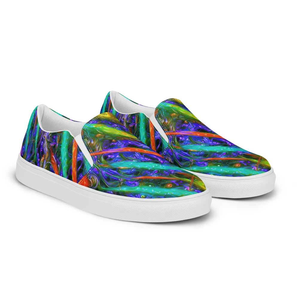 Turbulent Prism on Men's Slip-On Canvas Shoes — Right Front