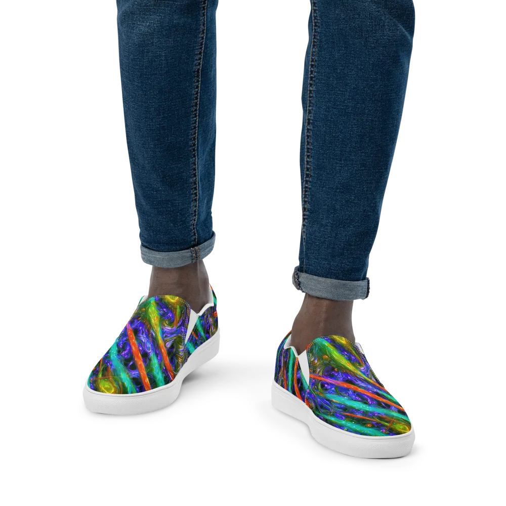 Turbulent Prism on Men's Slip-On Canvas Shoes — Front