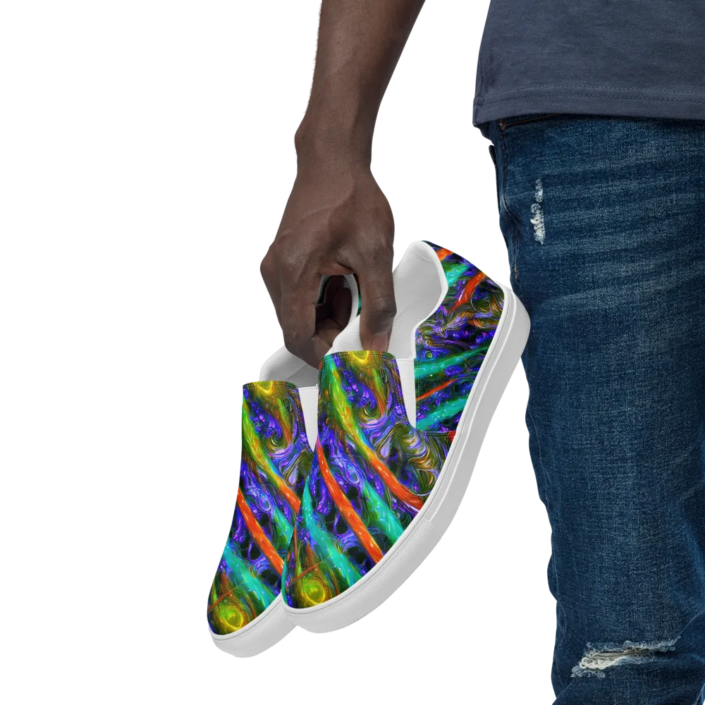 Turbulent Prism on Men's Slip-On Canvas Shoes — Left Front