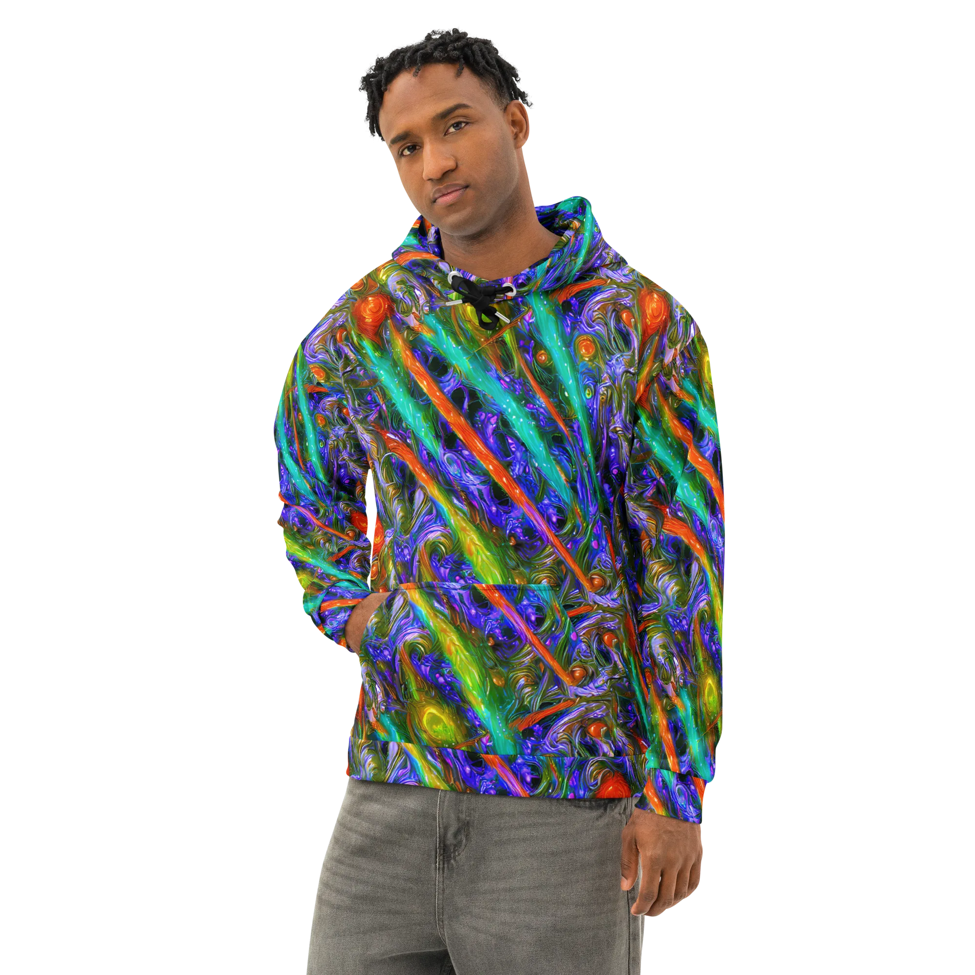 Turbulent Prism on Cotton Hoodie — Left Front