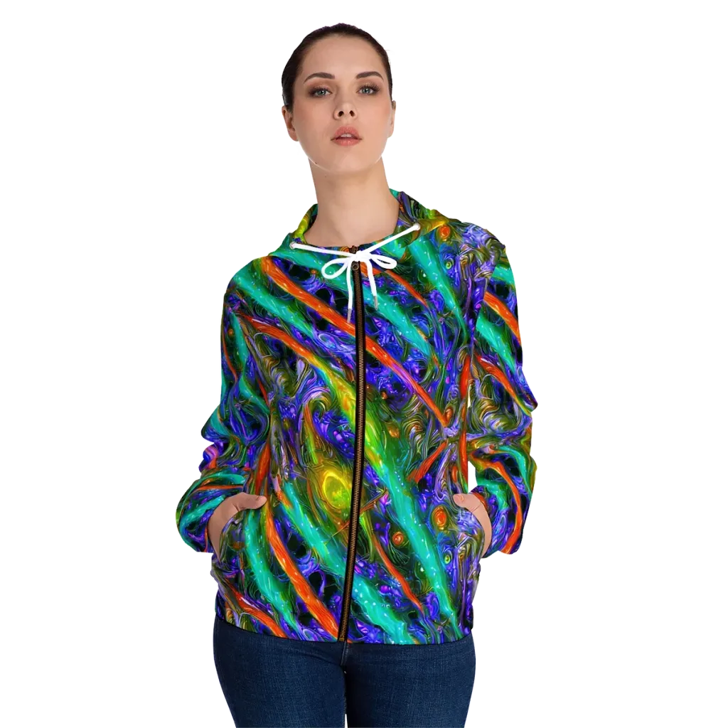 Turbulent Prism on Women's Full-Zip Hoodie — Front On Person