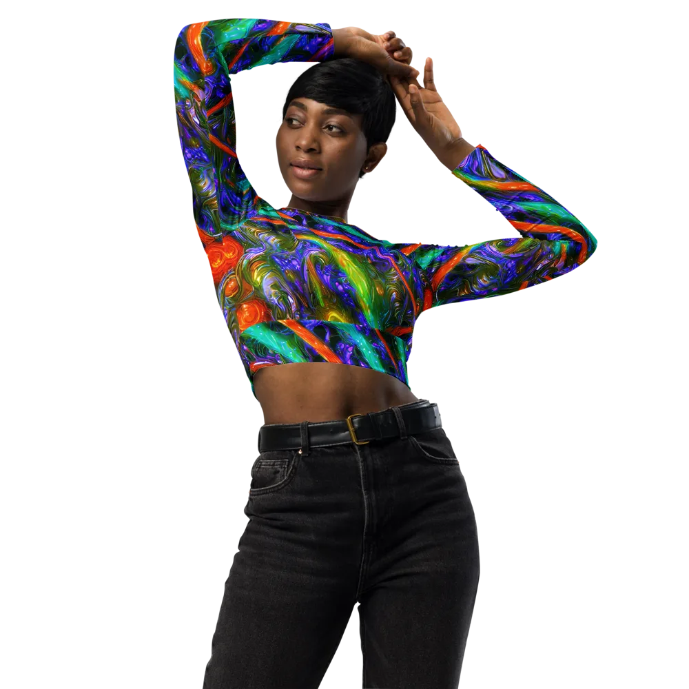 Turbulent Prism on Long Sleeve Crop Top — Front