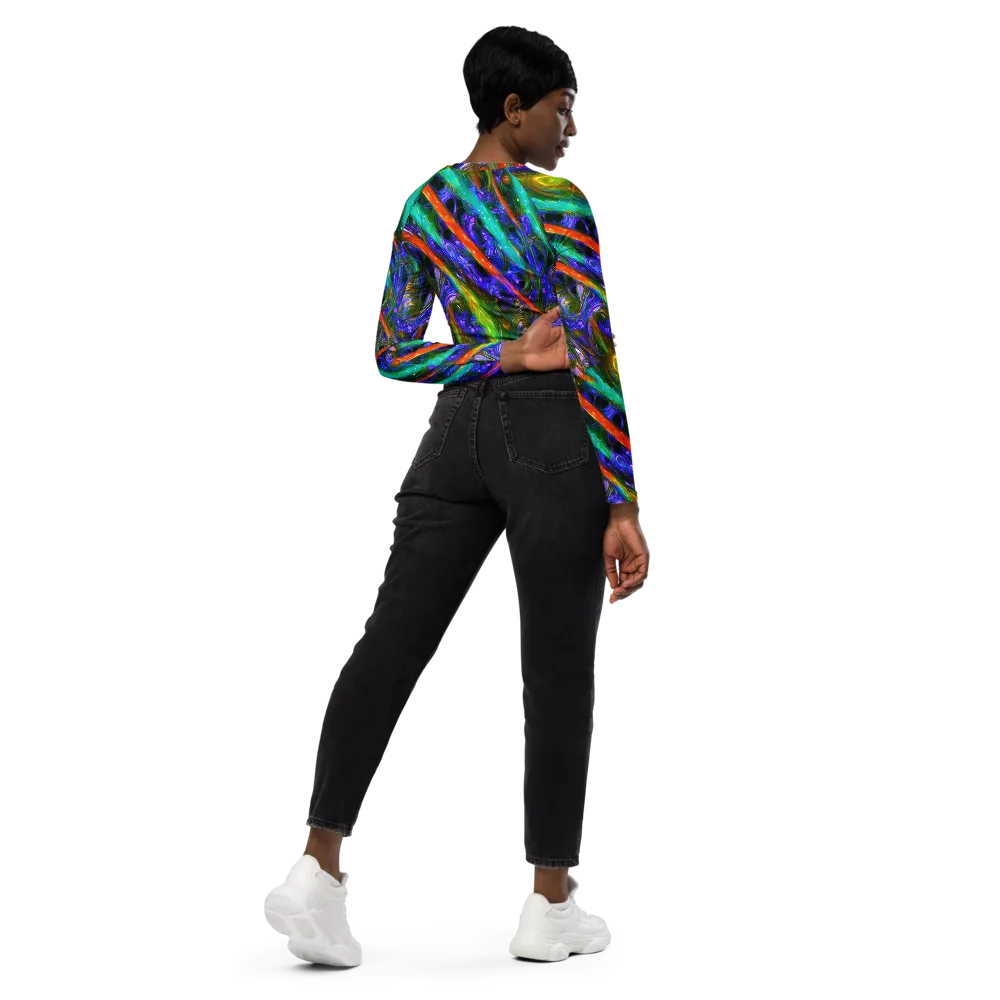 Turbulent Prism on Long Sleeve Crop Top — Right Back