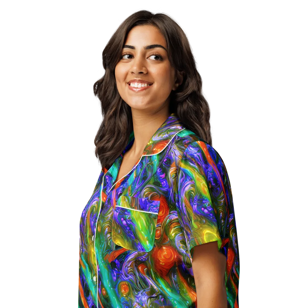 Turbulent Prism on Women's Short Sleeve Pajama Top — Left Front