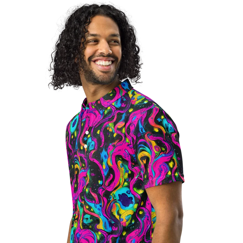 Afterdark Flow on Men's Slim Fit Polo Shirt — Left Front