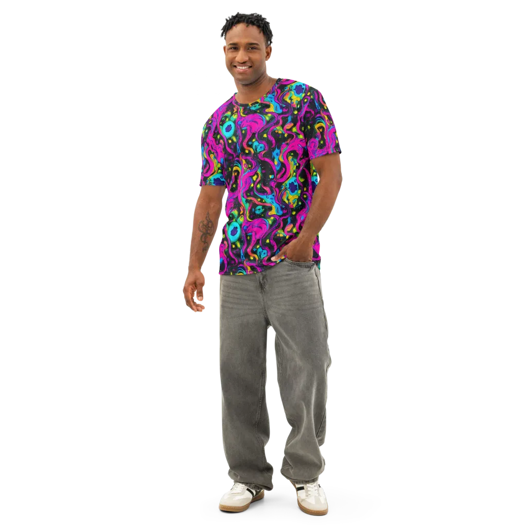 Afterdark Flow on Men's Cotton Crew Neck T-Shirt — Front