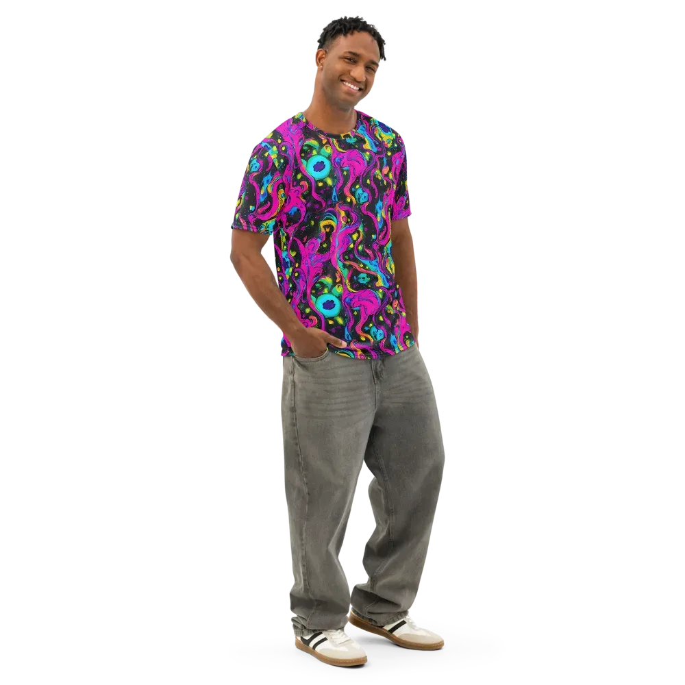 Afterdark Flow on Men's Cotton Crew Neck T-Shirt — Right Front