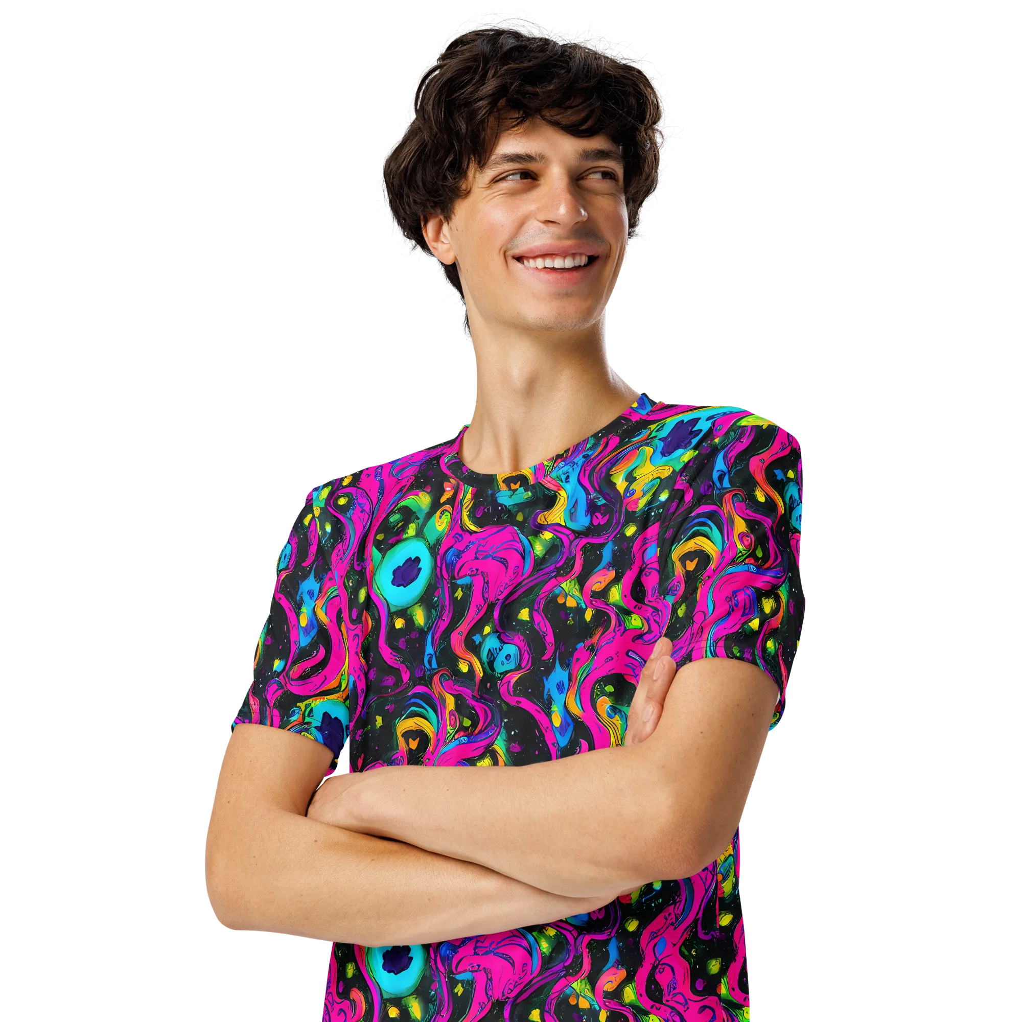 Afterdark Flow on Men's Crew Neck T-Shirt — Left Front