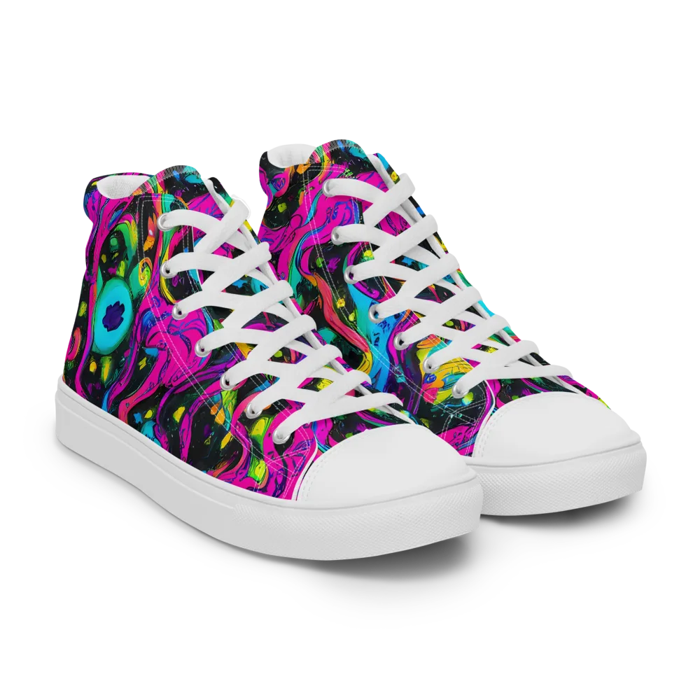 Afterdark Flow on Men's High Top Canvas Shoes — Right Front