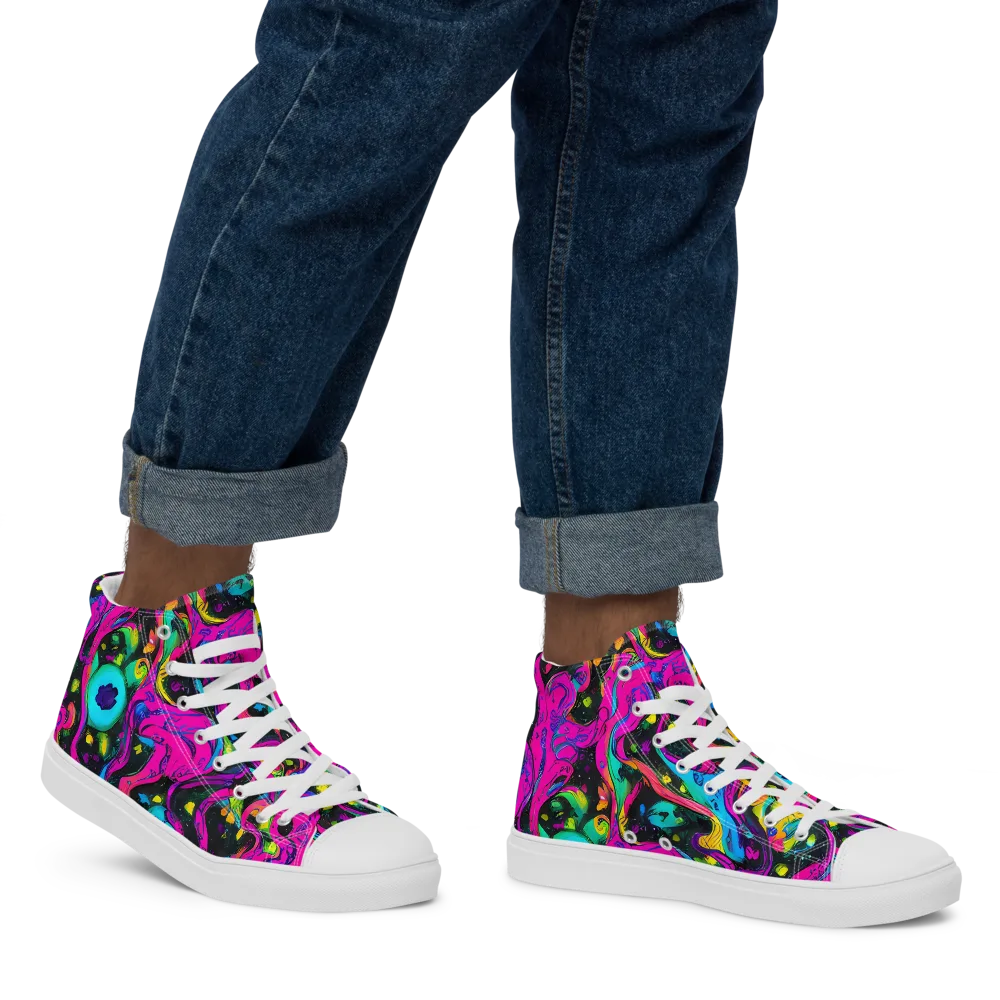 Afterdark Flow on Men's High Top Canvas Shoes — Right