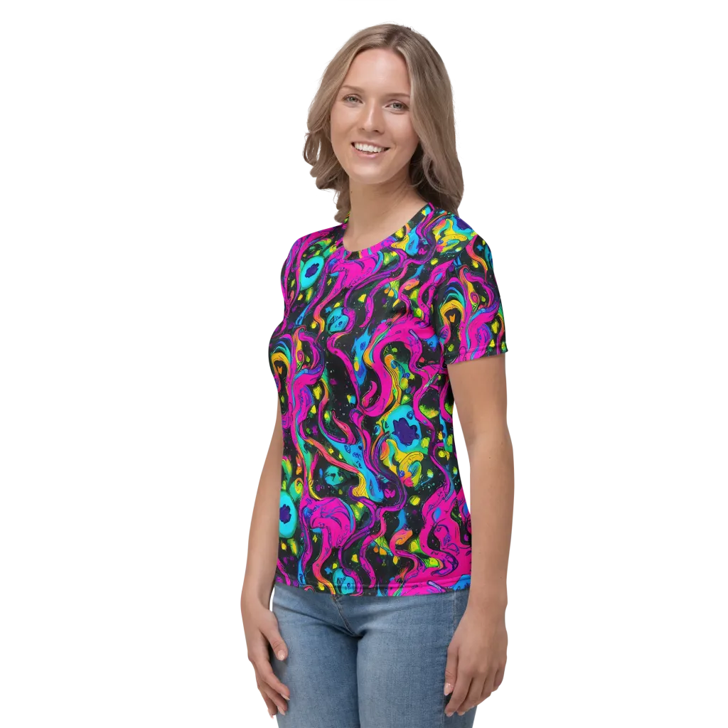 Afterdark Flow on Women's Crew Neck T-Shirt — Left