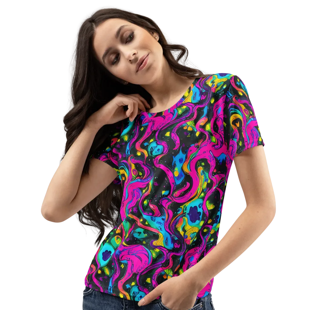 Afterdark Flow on Women's Crew Neck T-Shirt — Left Front