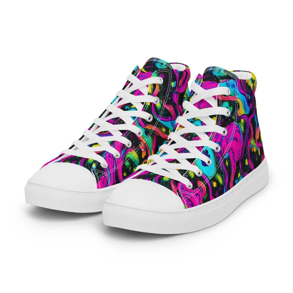 Afterdark Flow on Women's High Top Canvas Shoes — Left Front