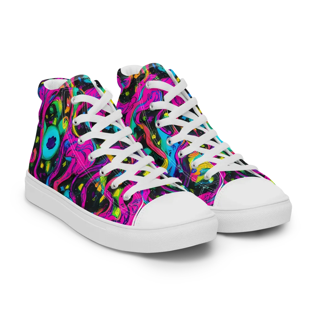 Afterdark Flow on Women's High Top Canvas Shoes — Right Front