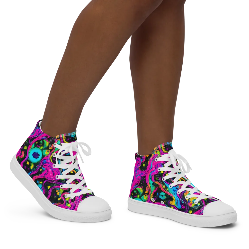 Afterdark Flow on Women's High Top Canvas Shoes — Right