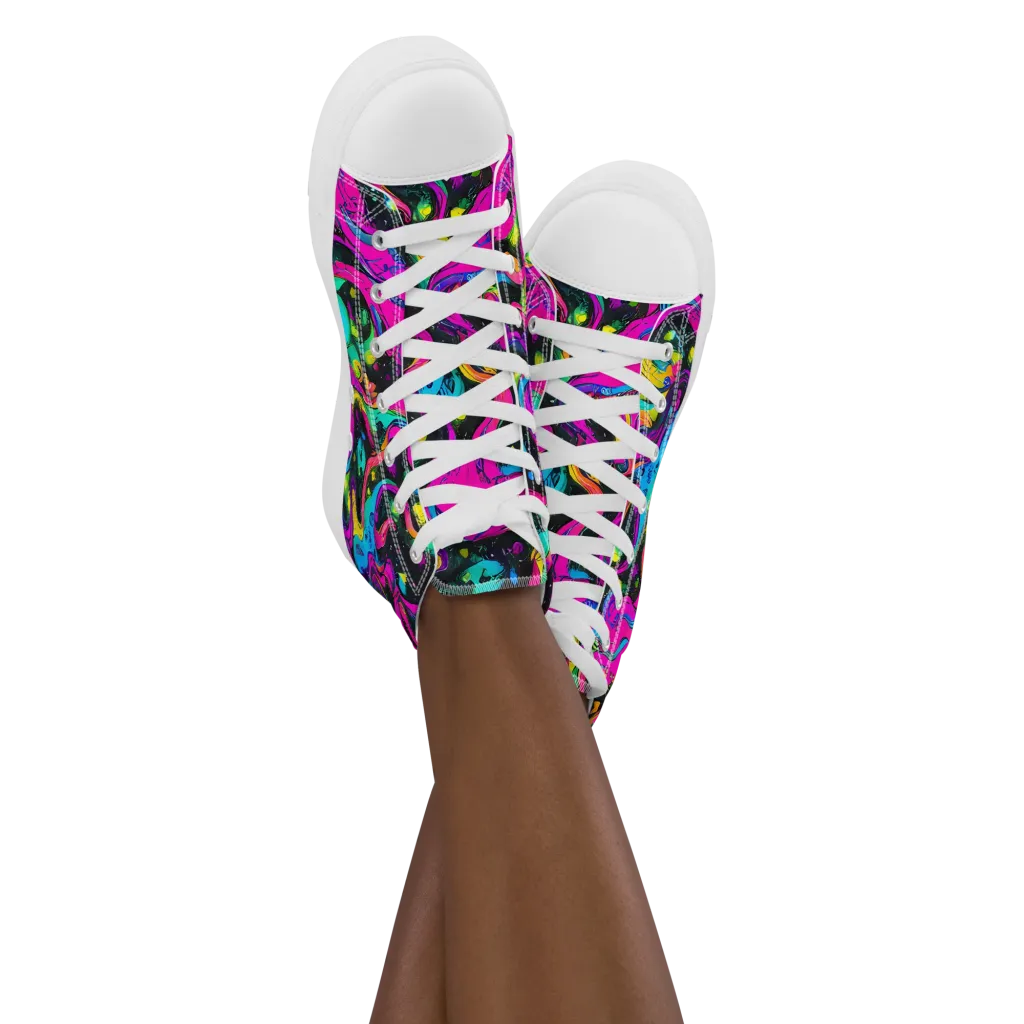 Afterdark Flow on Women's High Top Canvas Shoes — Front