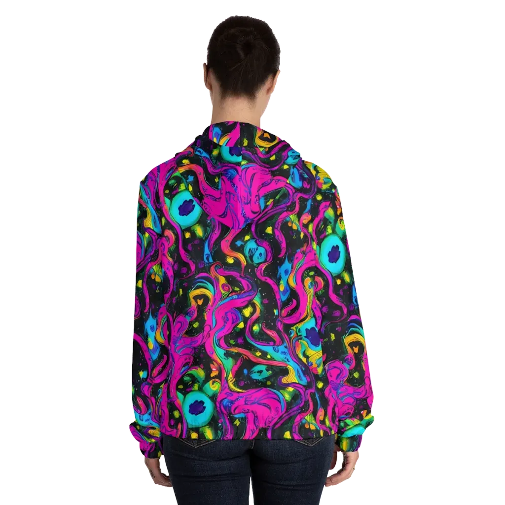 Afterdark Flow on Women's Full-Zip Hoodie — Back On Person